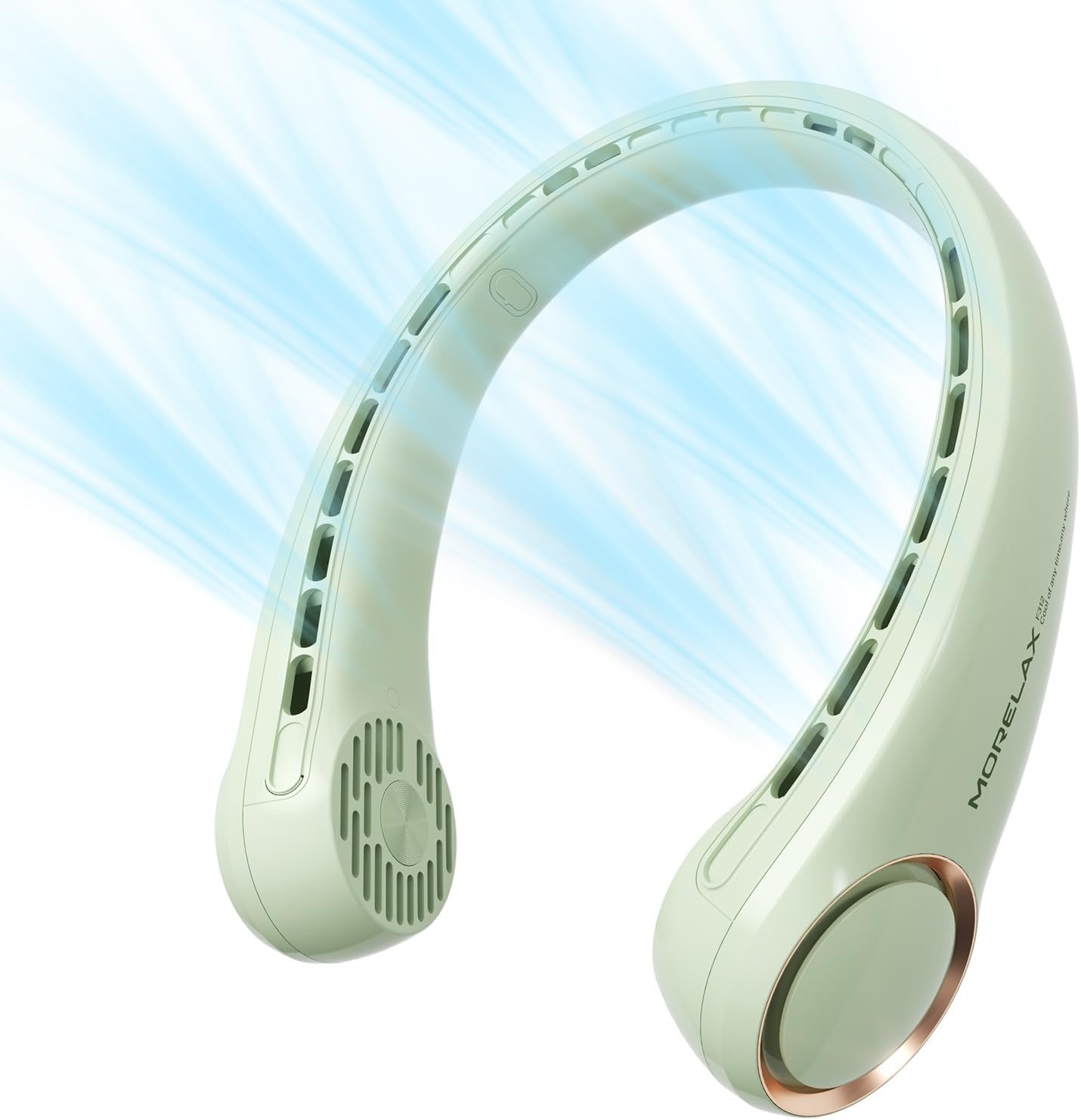 Portable Neck Fan, USB Rechargeable Personal Fan, 3 Speeds Adjustable, Large air outlet Powerful Strong Wind, Adjustable, 360° Cooling, Super Quiet, No Blade Design, No Hair Twisting,(Green)