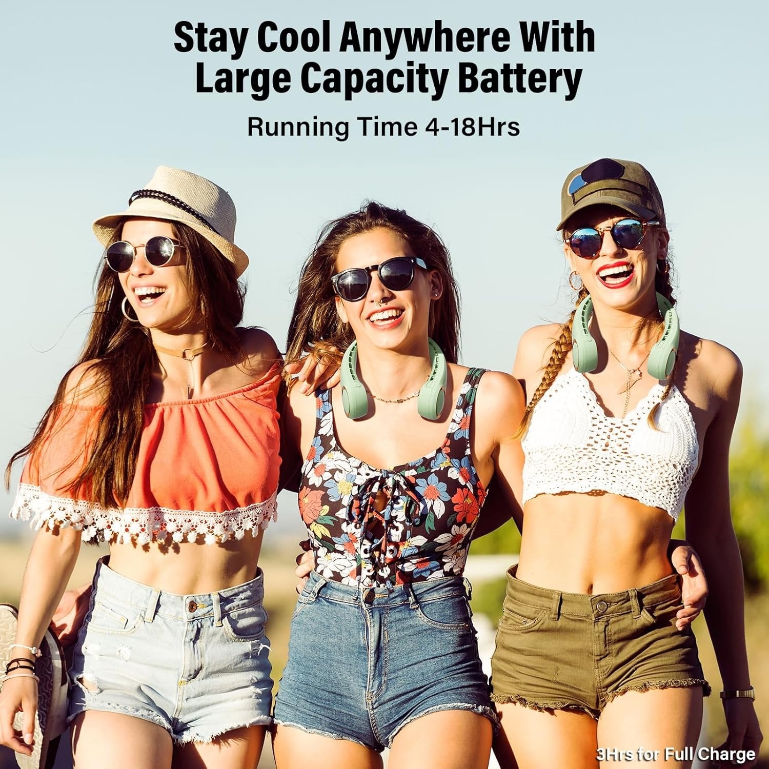 Portable Neck Fan, USB Rechargeable Personal Fan, 3 Speeds Adjustable, Large air outlet Powerful Strong Wind, Adjustable, 360° Cooling, Super Quiet, No Blade Design, No Hair Twisting,(Green)