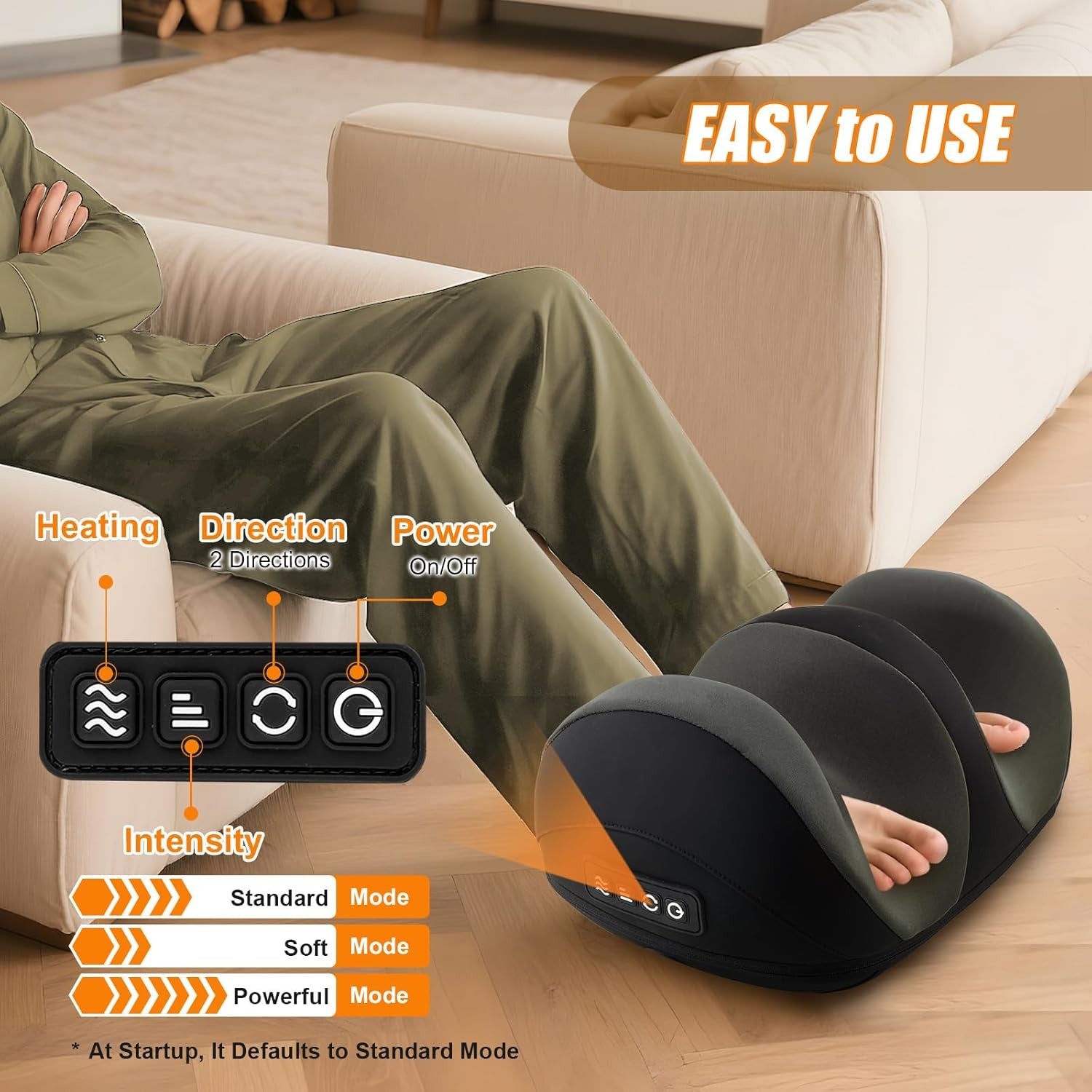 Foot Massager with Heat, Shiatsu Kneading Foot and Calf Electric Massager Machine with Roller, Massage Feet/Arm/Calf/Ankle for Relax, Plantar Fasciitis, Pain Relief, Use for Women & Men, Black