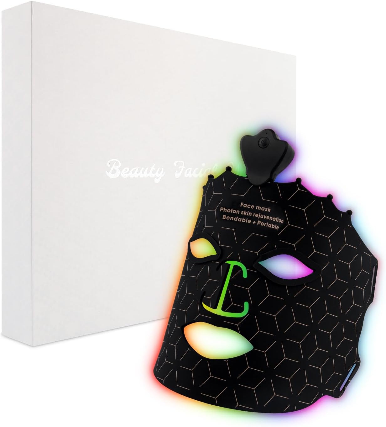 Anti Aging, Wrinkle Reduction, 7 Color Red Light Therapy Mask, Wireless LED Face Mask Light Therapy with Eye Protection Cushion, Lightweight Soft Silicone Red Light Therapy for Face