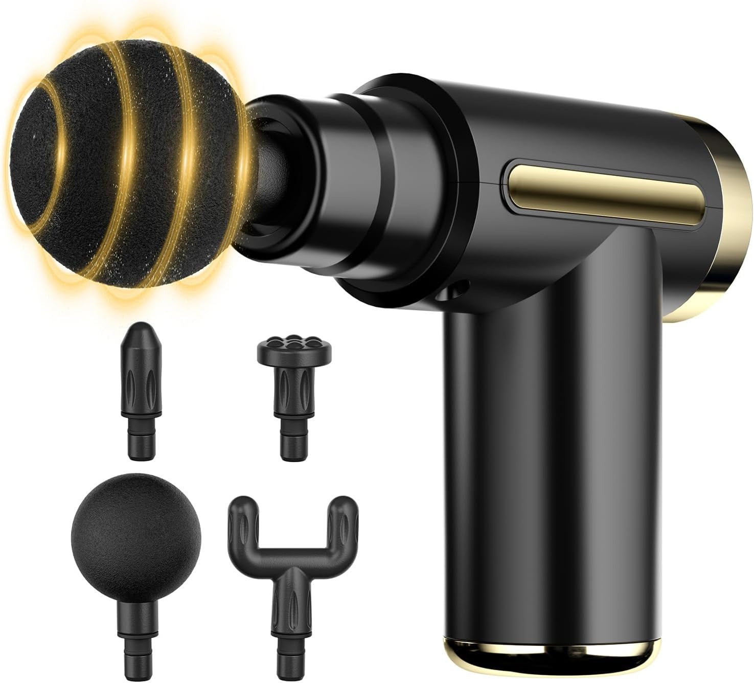 Premium Mini Handheld Massage Gun, Deep Tissue with 6 Speeds, Cordless Muscle Massager with 4 Heads,Type-C Charging, Travel Size